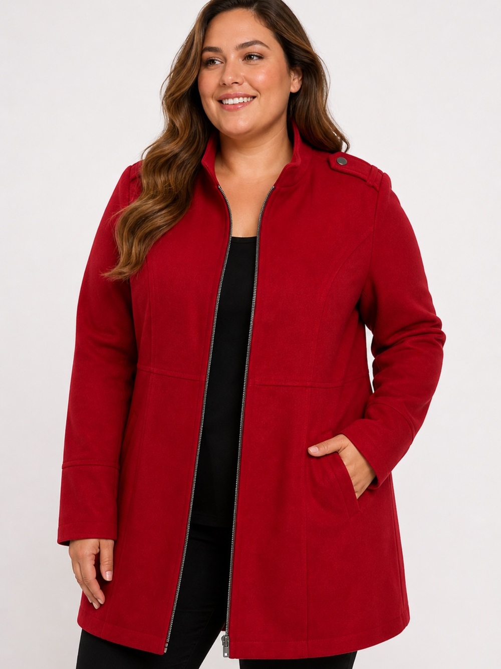 torrid Red Zip-Front Trench Coat - Picture 2 of 3